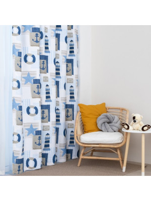 Классические шторы Морской стиль цвет: синий (110х260 см - 1 шт)