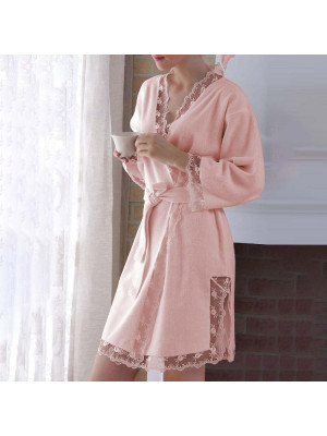 Банный комплект с халатом Edna цвет: розовый (S-M)
