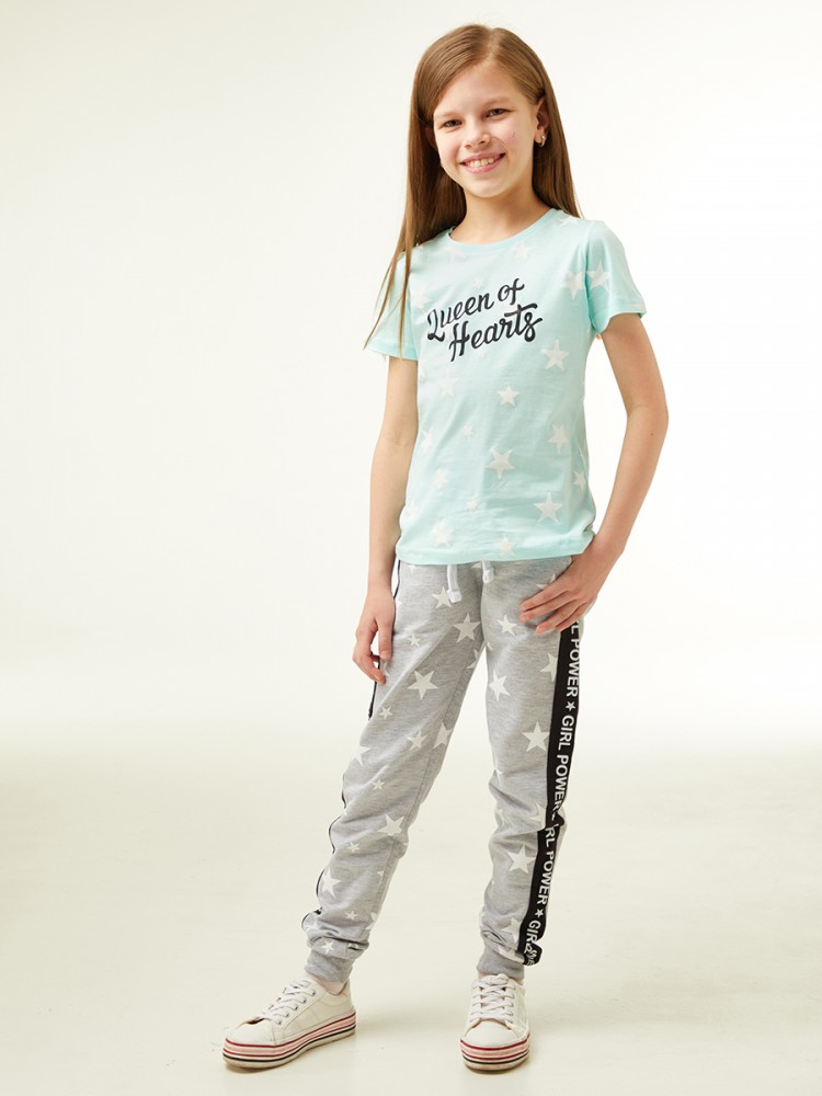 Детские брюки Звезды Цвет: Серый Меланж (10 лет), размер 10 лет