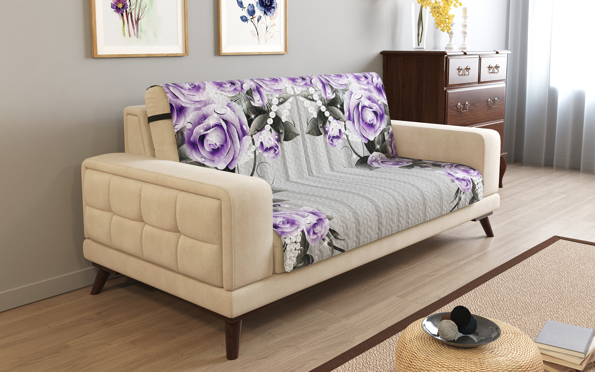 Чехлы для мебели и подушек Стильный Дом Дивандек Laura цвет: серый (195х195 см)