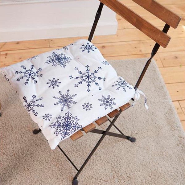 Сидушка на стул Синие Снежинки (42х42), размер 42х42, цвет белый dln709310 Сидушка на стул Синие Снежинки (42х42) - фото 1