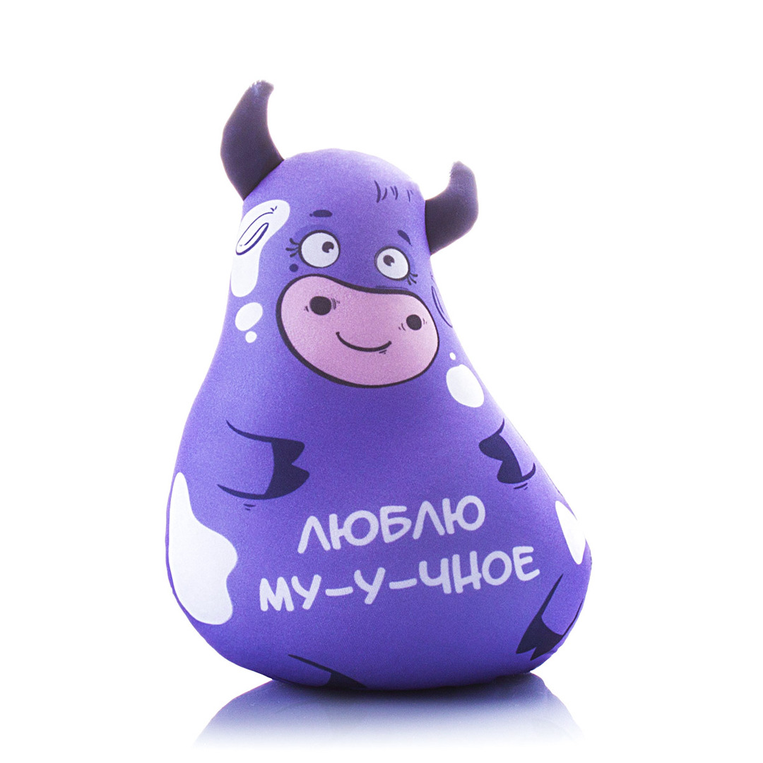 Декоративная подушка Фиолетовая Коровка С Надписью Цвет: Фиолетовый (17х20), размер 17х20