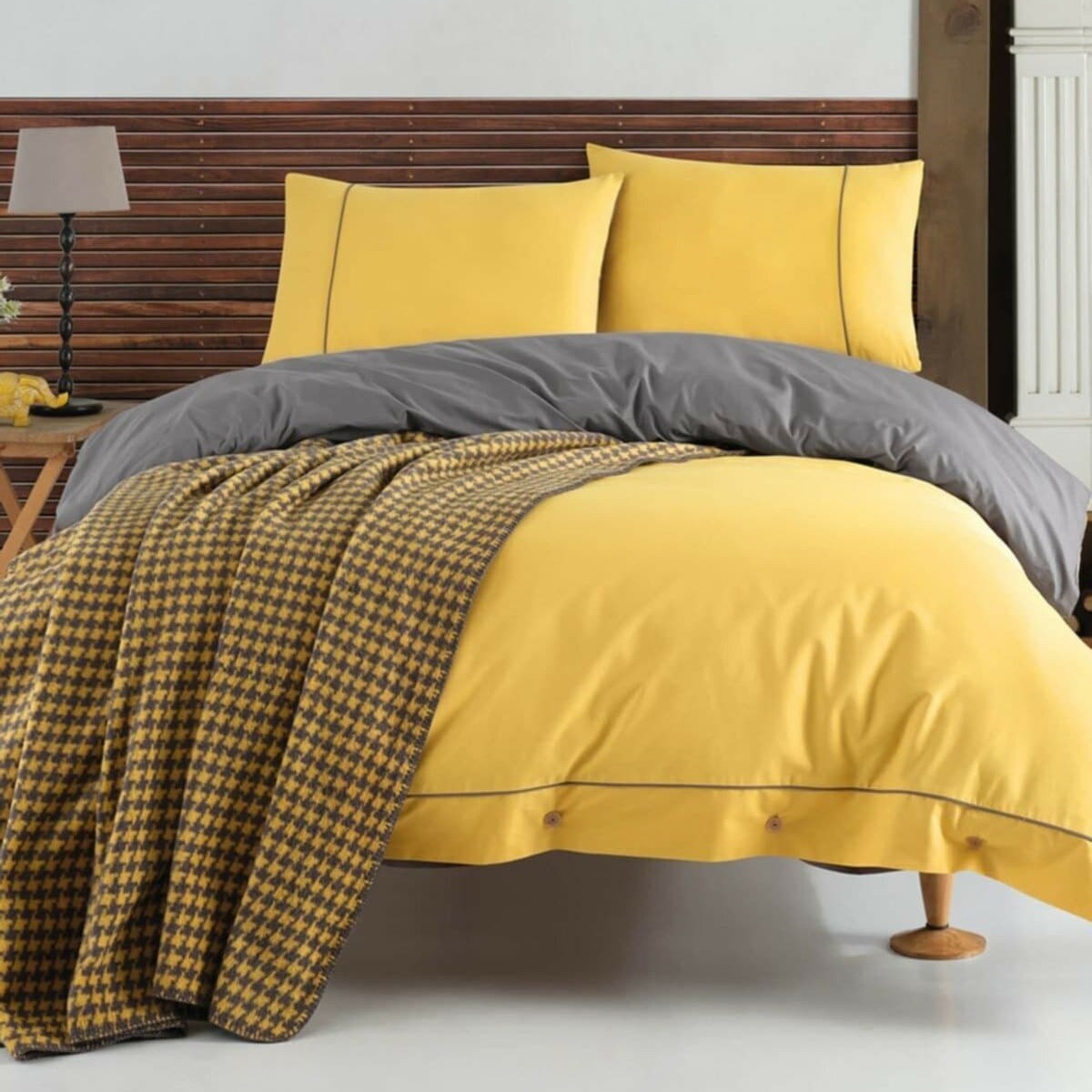 Постельное белье с одеялом-покрывалом Stylish цвет: горчичный (евро макси)
