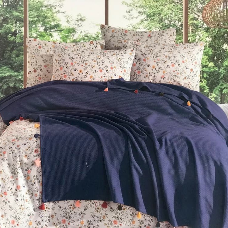 Постельное белье с одеялом-покрывалом Fiori цвет: синий (2 сп. евро)