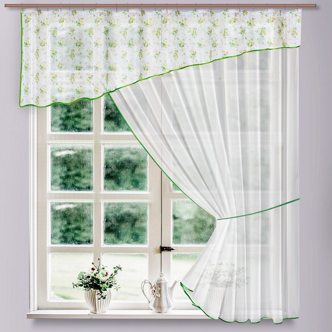 Классические шторы Jezebel цвет: зеленый (280х175 см - 1 шт) FIRANKA fir628032