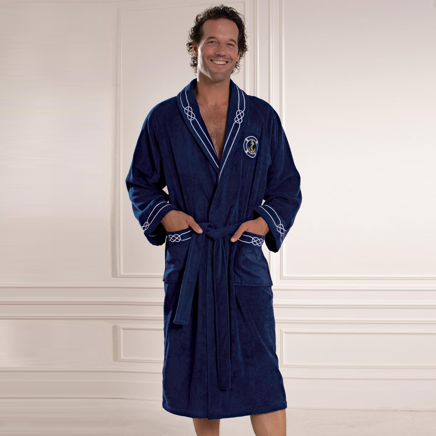 Банный халат Zebadiah цвет: темно-синий (L) Soft cotton