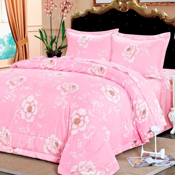 Постельное белье с одеялом Циния Цвет: Розовый (Семейное (2 одеяла-покрывала)), размер 50х70 (2 шт) sofi715455 Постельное белье с одеялом Циния Цвет: Розовый (Семейное (2 одеяла-покрывала)) - фото 1