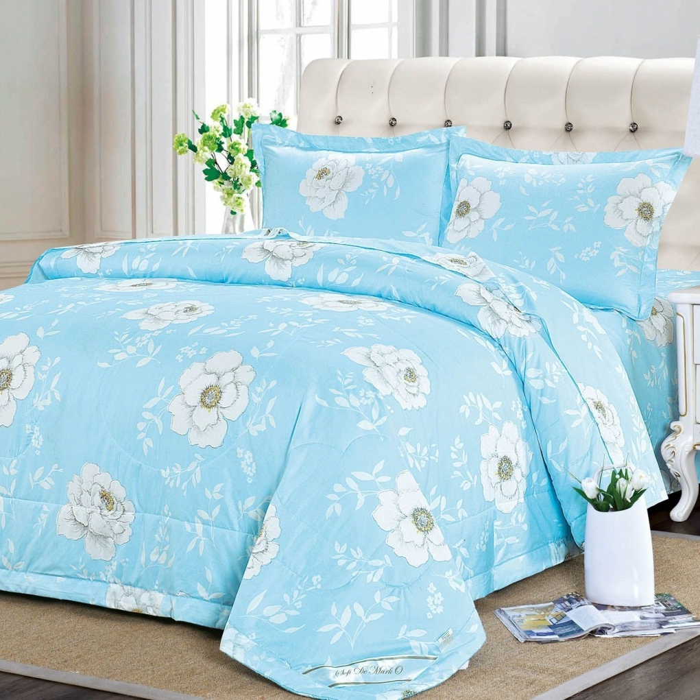 Постельное белье с одеялом Циния цвет: голубой (1.5 сп)