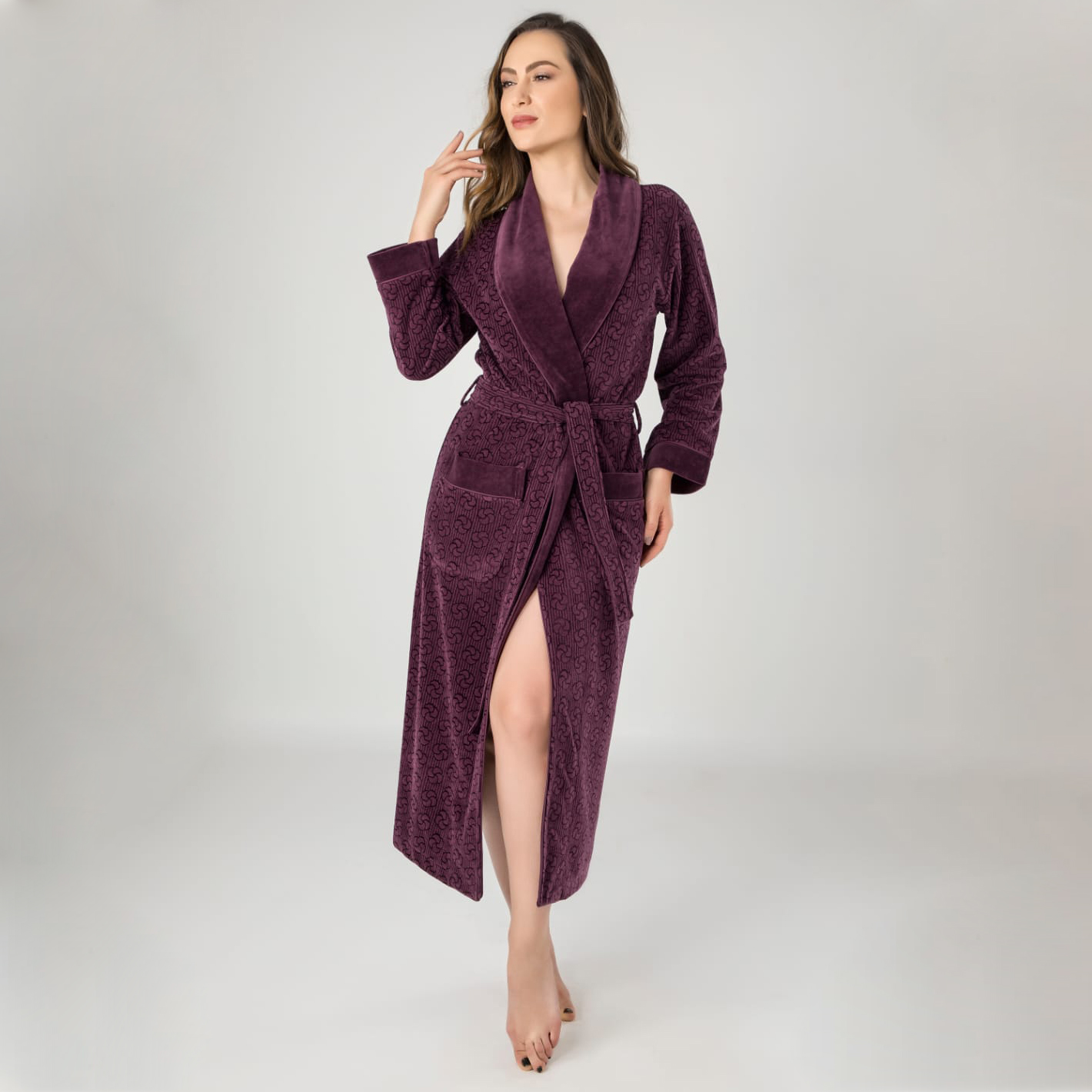 Банный халат Кайли цвет: темно-фиолетовый (L-XL)