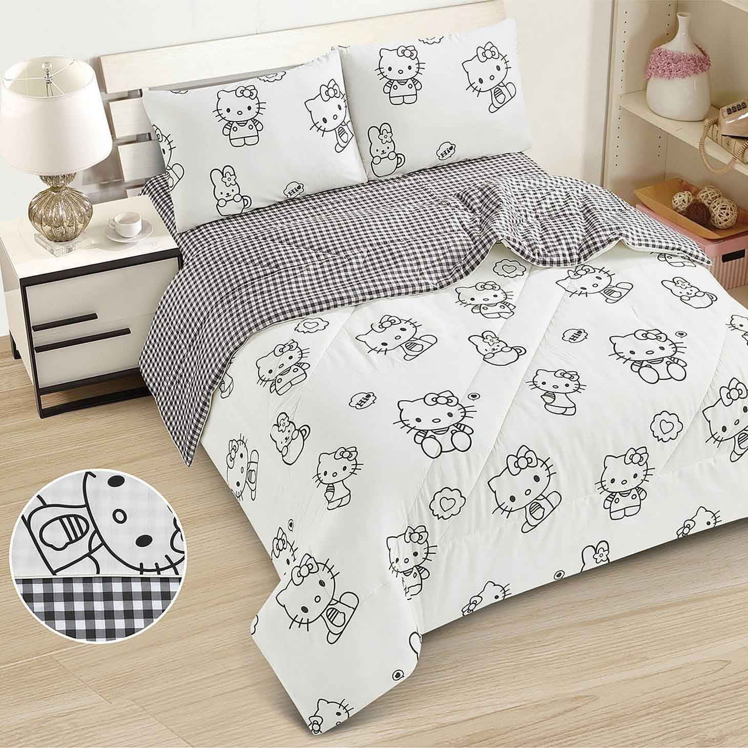 Постельное белье с одеялом-покрывалом Hello kitty (1.5 сп), размер 50х70 (1 шт) и 70х70 (1 шт)