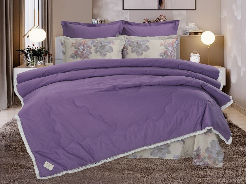 Постельное белье с одеялом Бронте цвет: пурпурно-фиолетовый (семейное), размер 50х70 и 70х70 (по 2 шт) kaz777695 Постельное белье с одеялом Бронте цвет: пурпурно-фиолетовый (семейное) - фото 1
