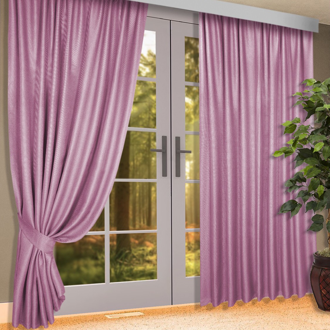Классические шторы Andriana цвет: малиновый