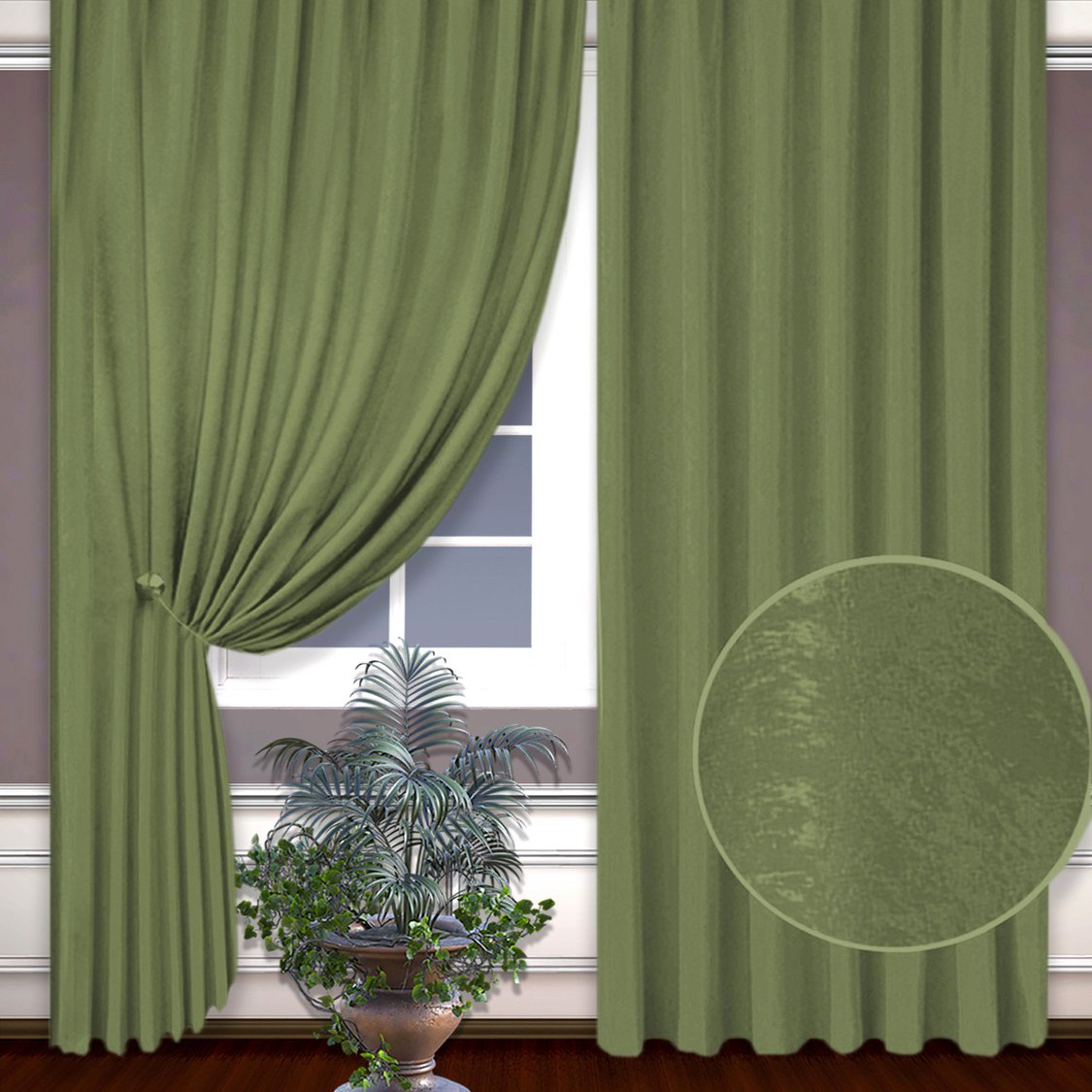 Классические шторы Monte цвет: оливковый