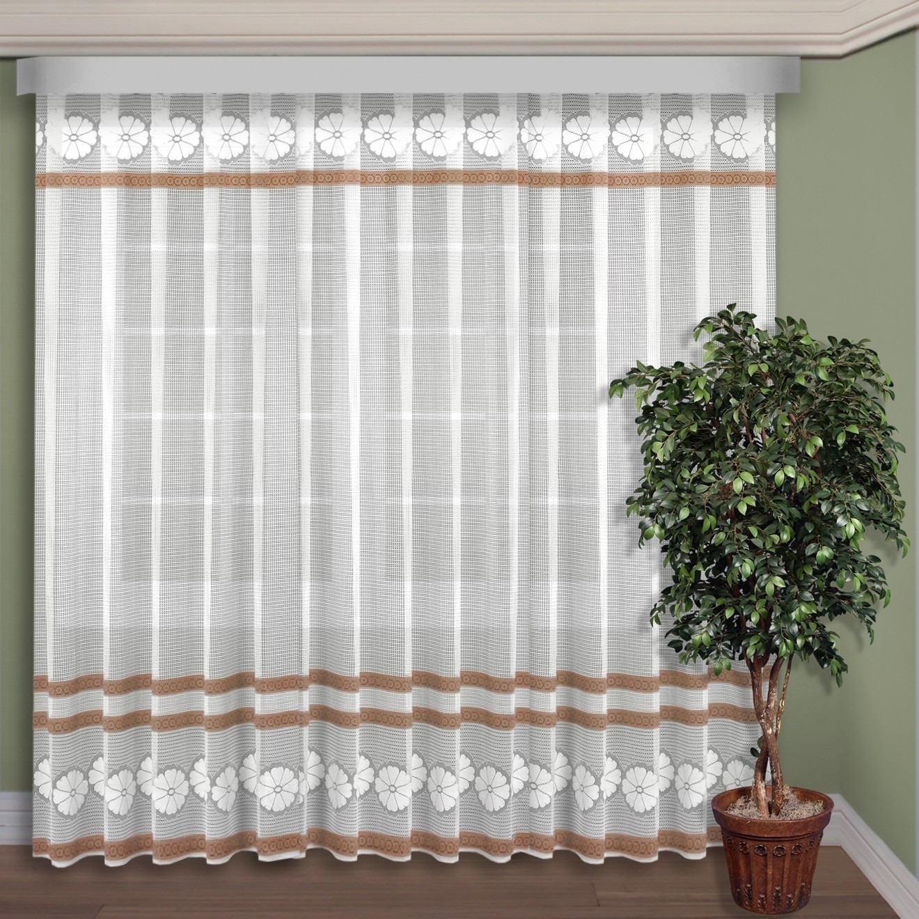 Классические шторы Madalyn цвет: белый, коричневый