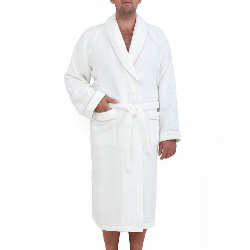 Банный халат Basic цвет: белый, натуральный (XL)