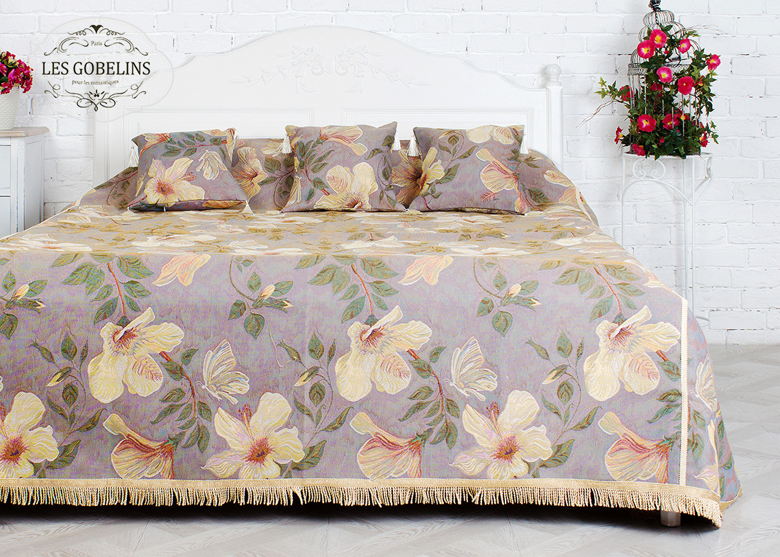 Покрывало на кровать Hibiscus (160х220 см), размер 160х220 см, цвет персиковый lns248742 Покрывало на кровать Hibiscus (160х220 см) - фото 1