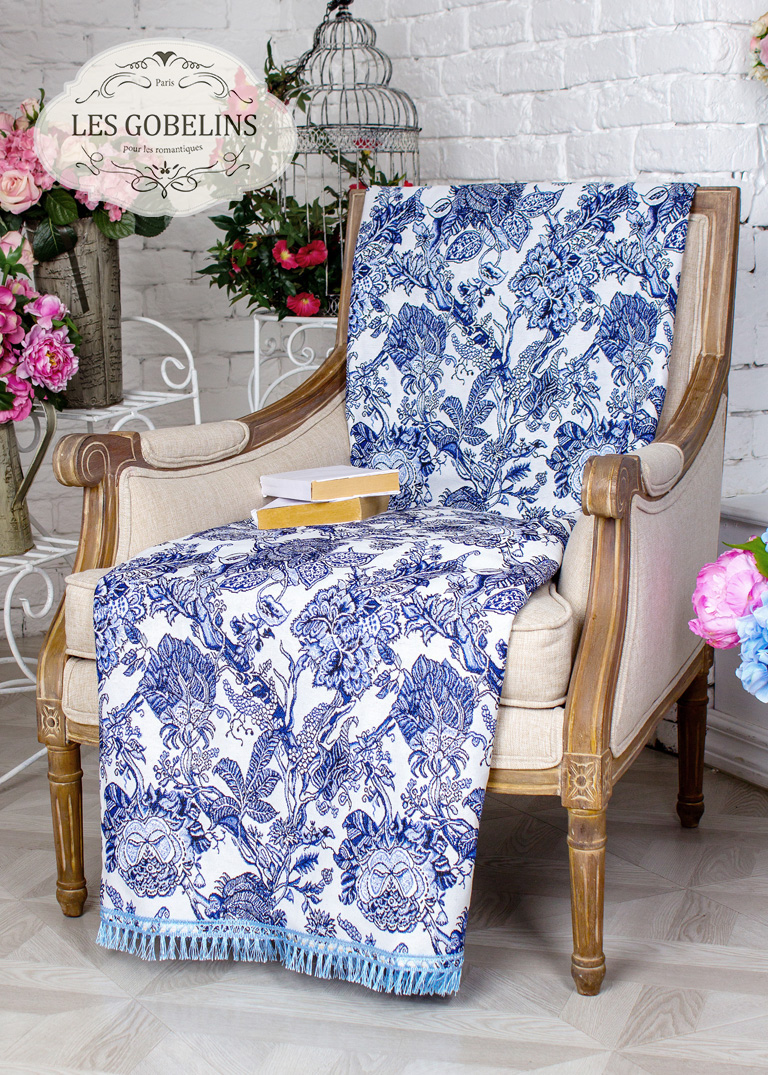 Накидка на кресло Grandes fleurs (90х160 см), размер 90х160 см, цвет синий lns250479 Накидка на кресло Grandes fleurs (90х160 см) - фото 1
