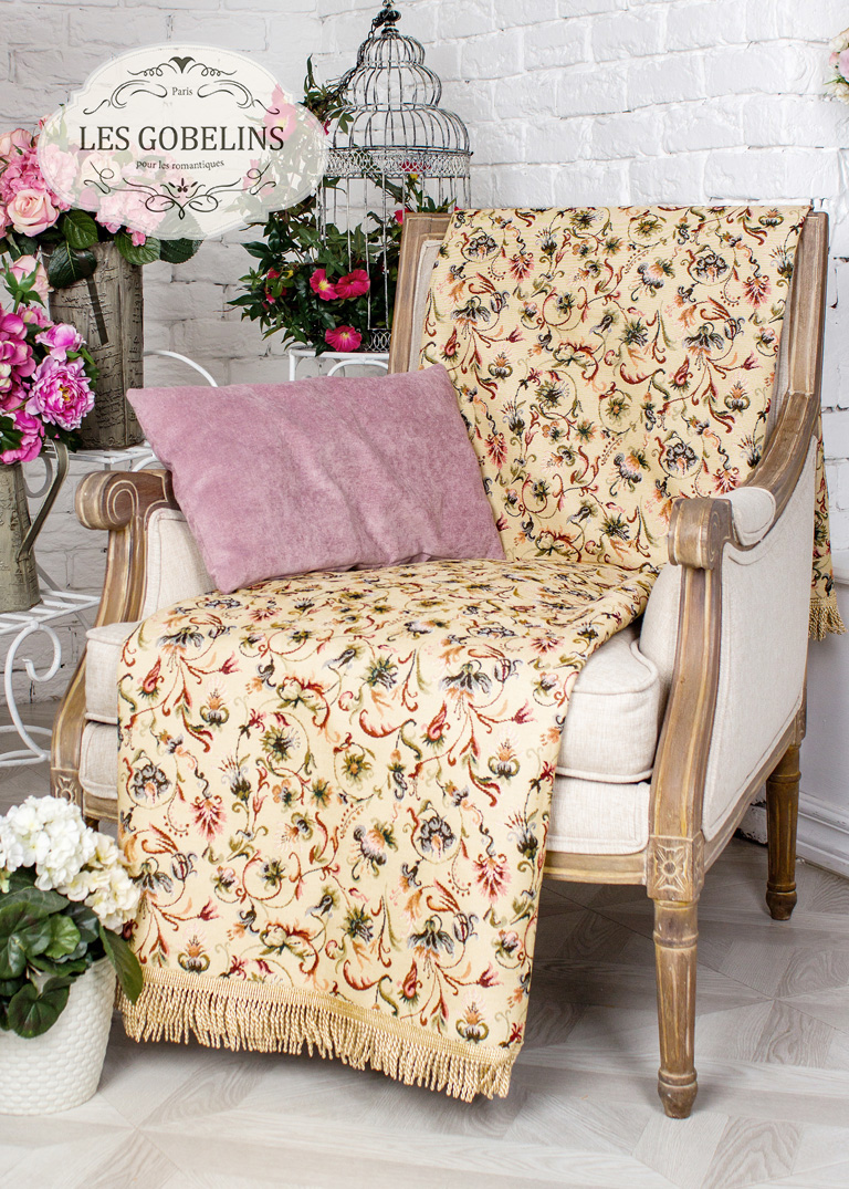 Накидка на кресло Fleurs anglais (60х130 см), размер 60х130 см, цвет персиковый lns249821 Накидка на кресло Fleurs anglais (60х130 см) - фото 1