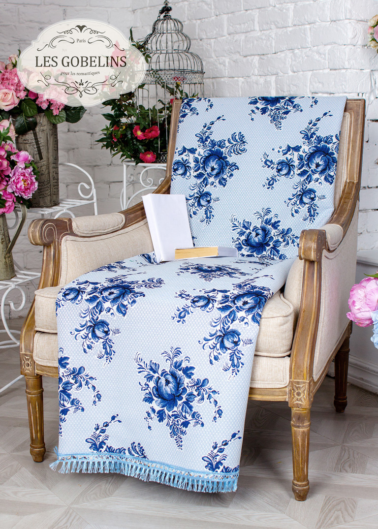 Накидка на кресло Gzhel (90х160 см), размер 90х160 см, цвет голубой lns250214 Накидка на кресло Gzhel (90х160 см) - фото 1