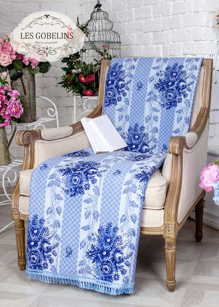 Накидка на кресло Gzhel (60х130 см), размер 60х130 см, цвет голубой lns250239 Накидка на кресло Gzhel (60х130 см) - фото 1
