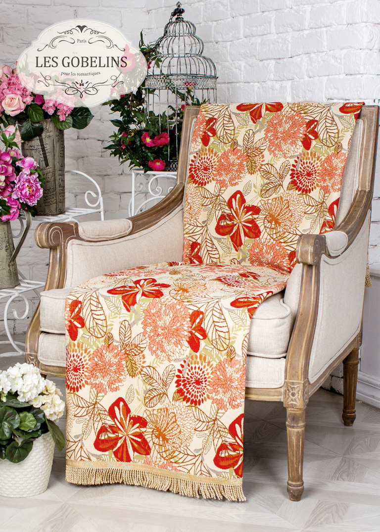 Накидка на кресло Fleurs vector (60х120 см), размер 60х120 см, цвет красный lns250028 Накидка на кресло Fleurs vector (60х120 см) - фото 1