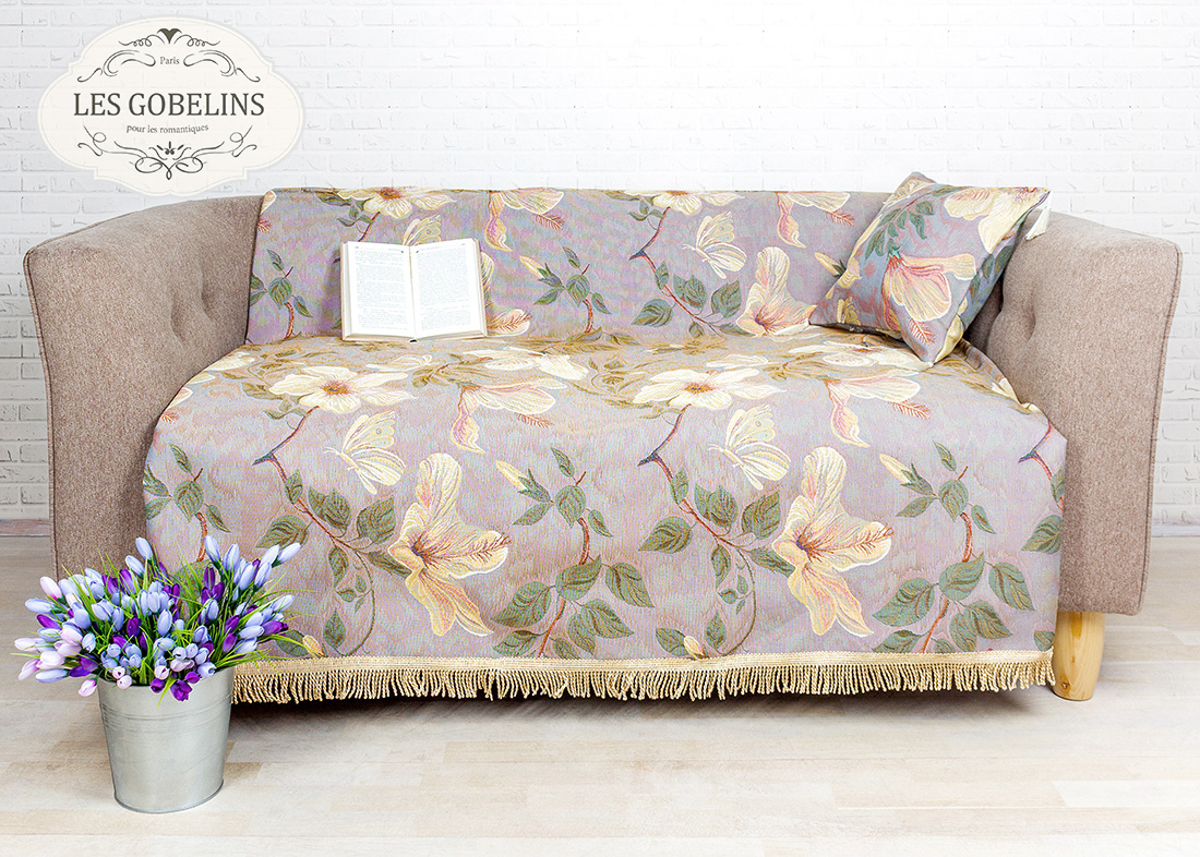 Накидка на диван Hibiscus (160х190 см), размер 160х190 см, цвет персиковый lns249417 Накидка на диван Hibiscus (160х190 см) - фото 1