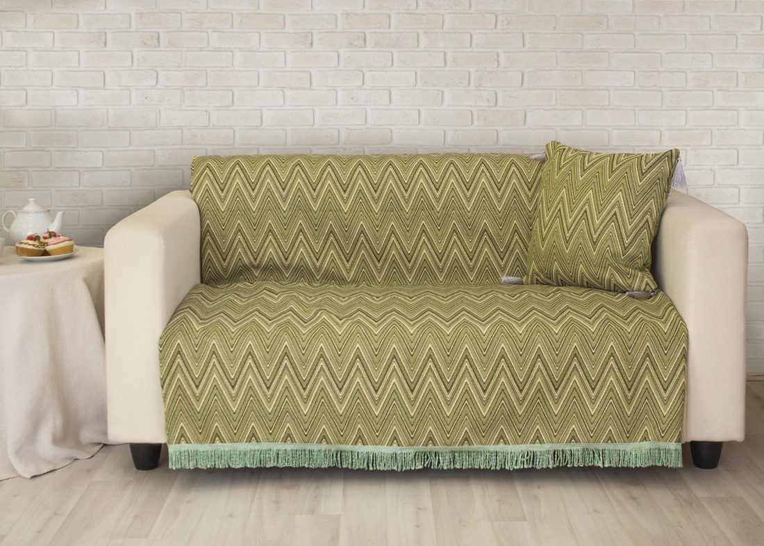 Накидка на диван Zigzag (140х200 см), размер 140х200 см, цвет зеленый lns188426 Накидка на диван Zigzag (140х200 см) - фото 1