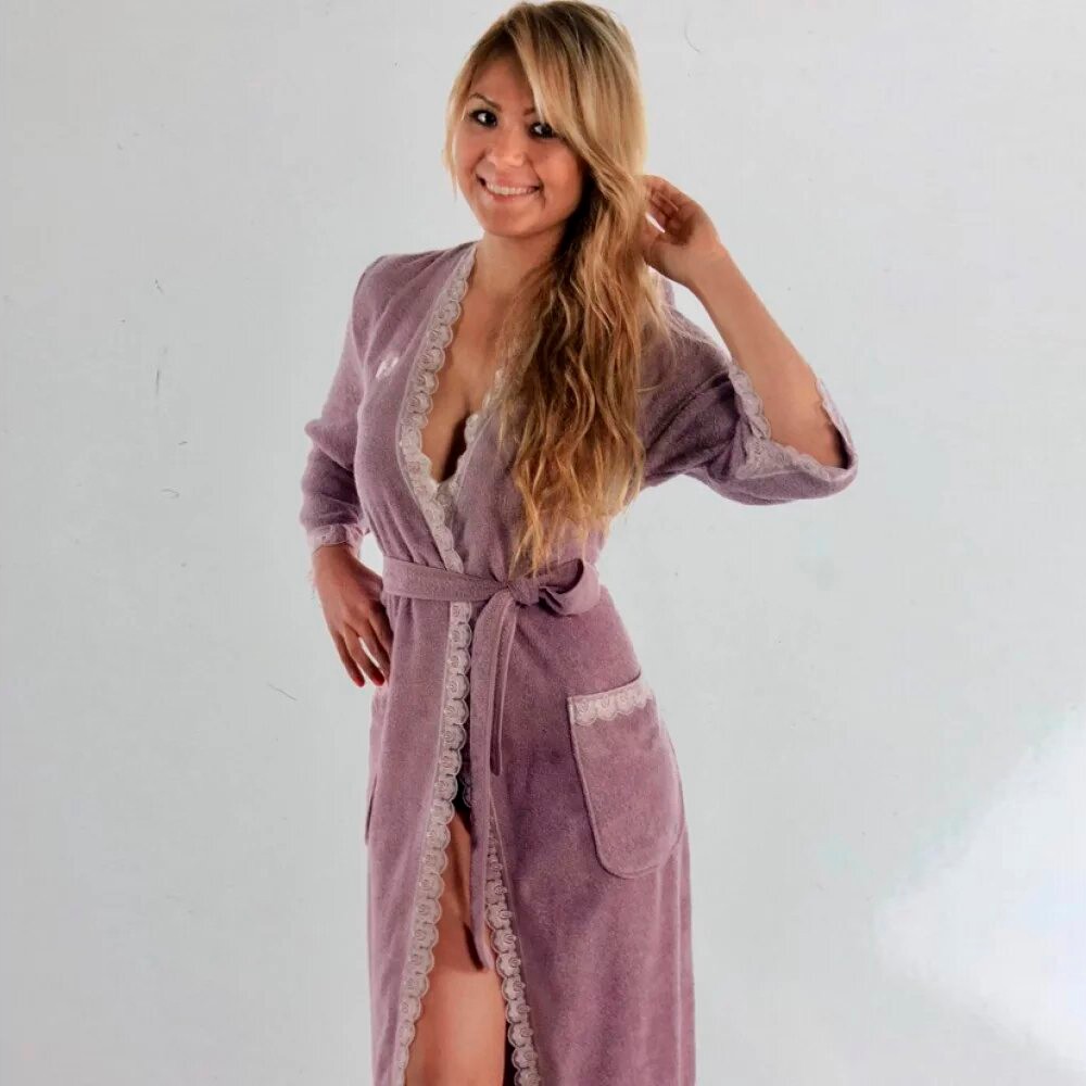Банный халат Celyn long цвет: фиолетовый (S)