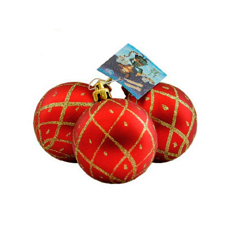

{} Набор шаров Чешуя Цвет: Красный Матовый (6 см - 3 шт)