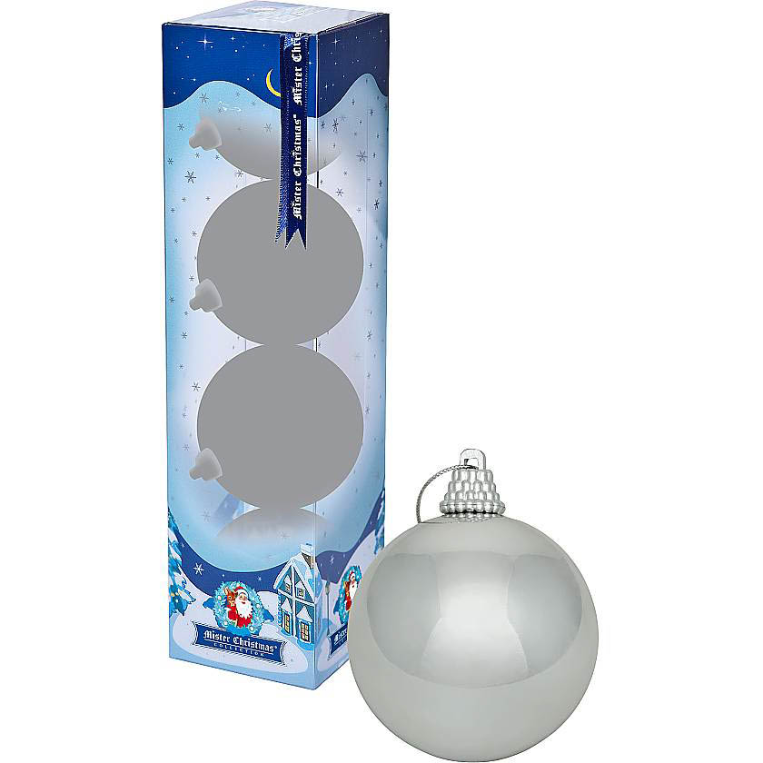 

{} Набор шаров Christmas Time Цвет: Серебряный глянцевый (6 см - 4 шт)
