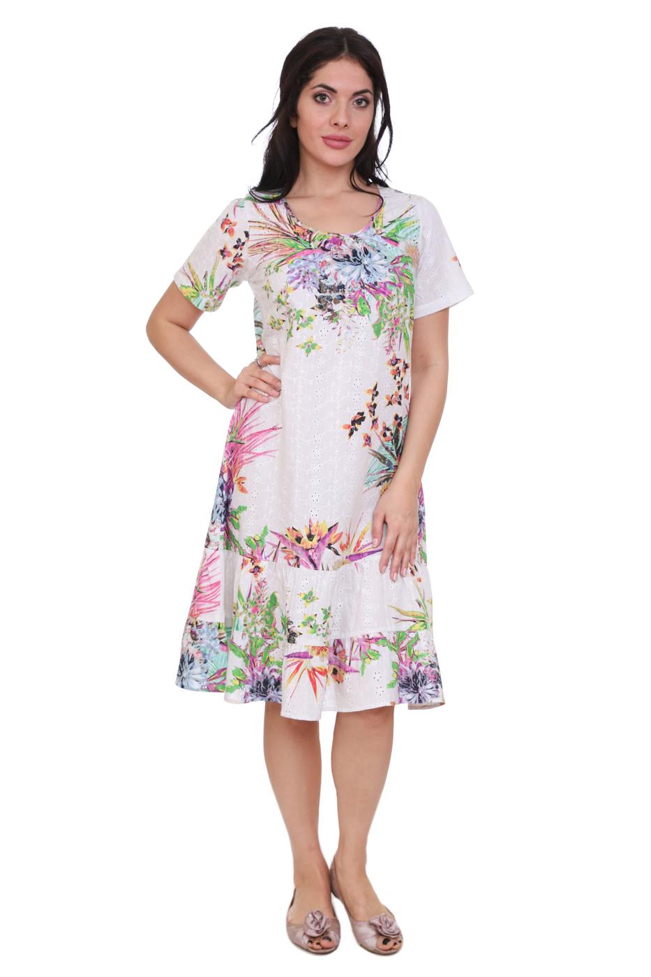 Платье Asshur Цвет: Белый, Мультиколор (46), размер {}{} gng461338 Платье Asshur Цвет: Белый, Мультиколор (46) - фото 1