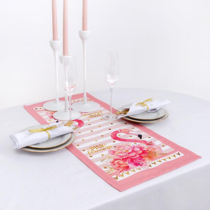 Дорожка на стол Фламинго (30х70 см), размер 30х70 см, цвет белый