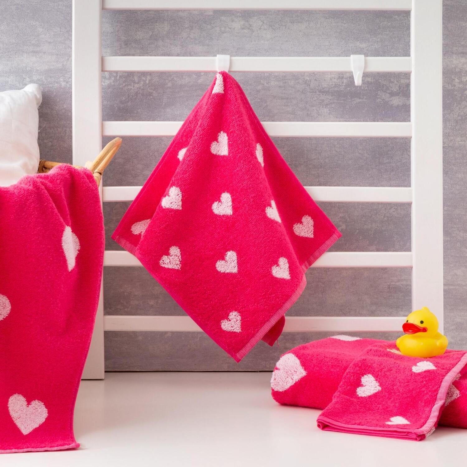 Детское полотенце Сердечки цвет: розовый (30х60 см), размер 30х60 см ros784848 Детское полотенце Сердечки цвет: розовый (30х60 см) - фото 1