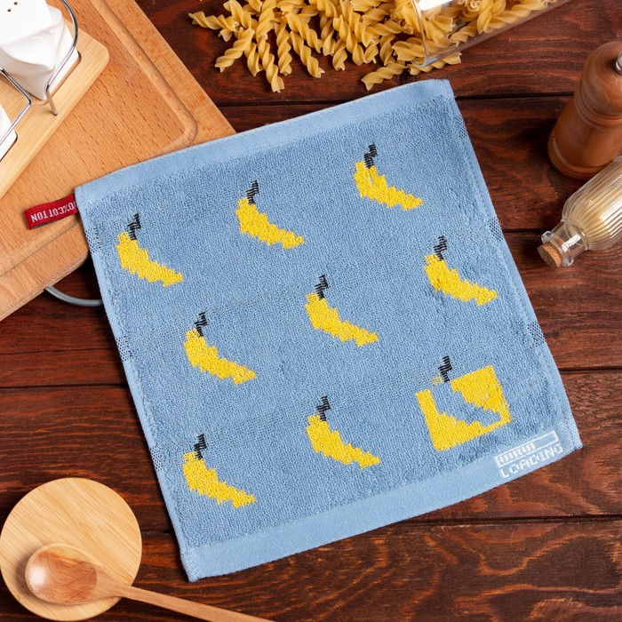 Кухонное полотенце Бананы цвет: голубой (25х25 см), размер 25х25 см tel864689 Кухонное полотенце Бананы цвет: голубой (25х25 см) - фото 1