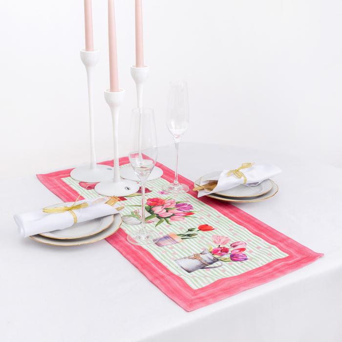 Дорожка на стол Tyulpani (30х70 см), размер 30х70 см, цвет розовый