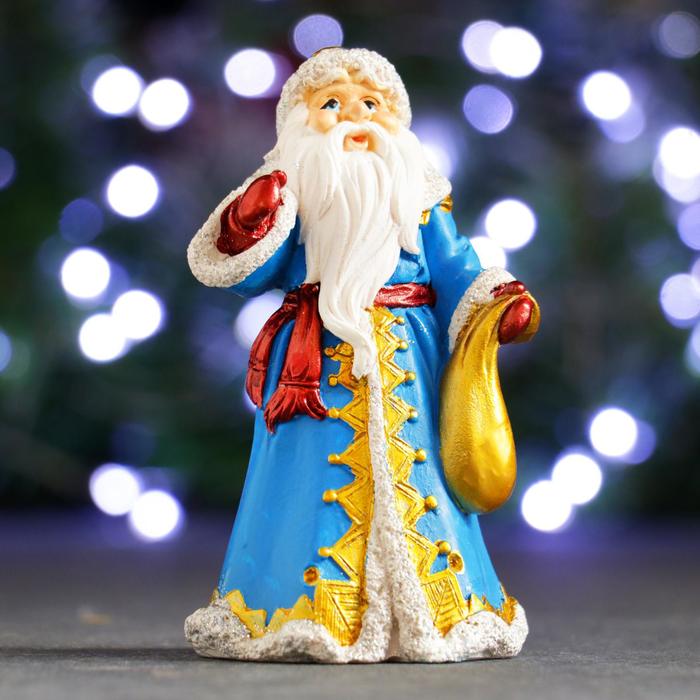 Фигурка Дед Мороз в синей шубе (12 см), размер 12 см sil835739 Фигурка Дед Мороз в синей шубе (12 см) - фото 1
