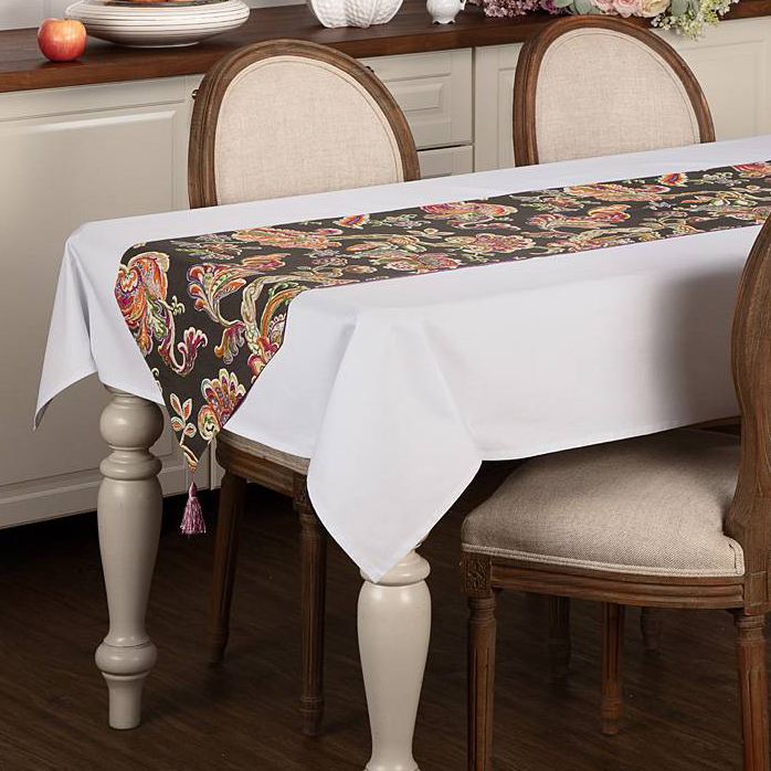 Дорожка на стол Моринга цвет: серый, сиреневый (40х210 см)