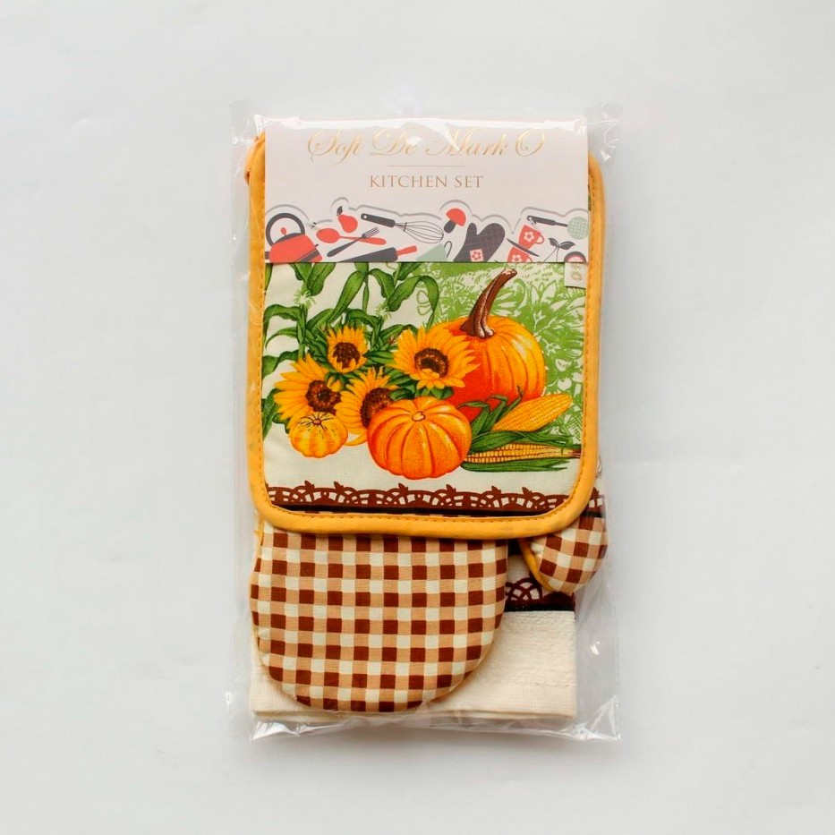 Кухонный набор Livvy цвет: оранжевый (3 предмета), размер 38х63 см