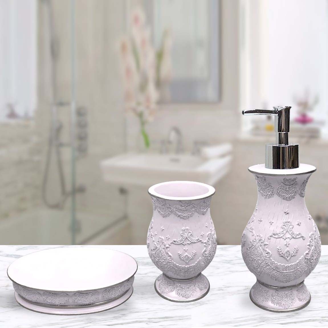 Набор для ванной Coriander цвет: пудровый (Универсальный), размер Универсальный sofi790295 Набор для ванной Coriander цвет: пудровый (Универсальный) - фото 1
