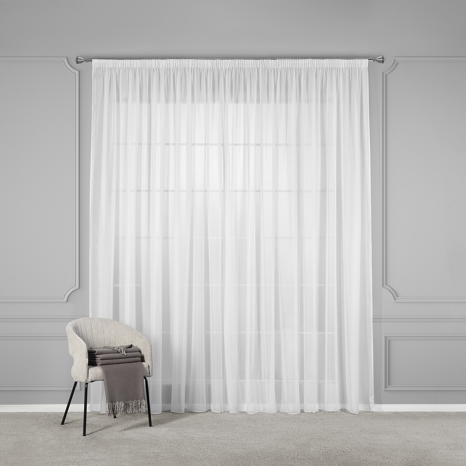 Классические шторы Бертье цвет: белый (280х300 см - 2 шт), размер 280х300 см - 2 шт
