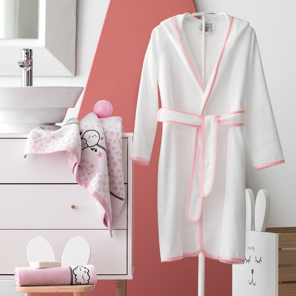 Детский банный халат Трейси цвет: белый, розовый (3-4 года), размер 3-4 года tgs793440 Детский банный халат Трейси цвет: белый, розовый (3-4 года) - фото 1