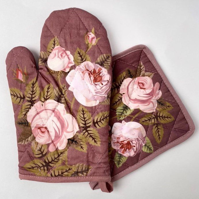 Прихватка и Рукавичка Roses цвет: розовый (17х17 см, 17х28 см), размер 17х28 см, 17х17 см